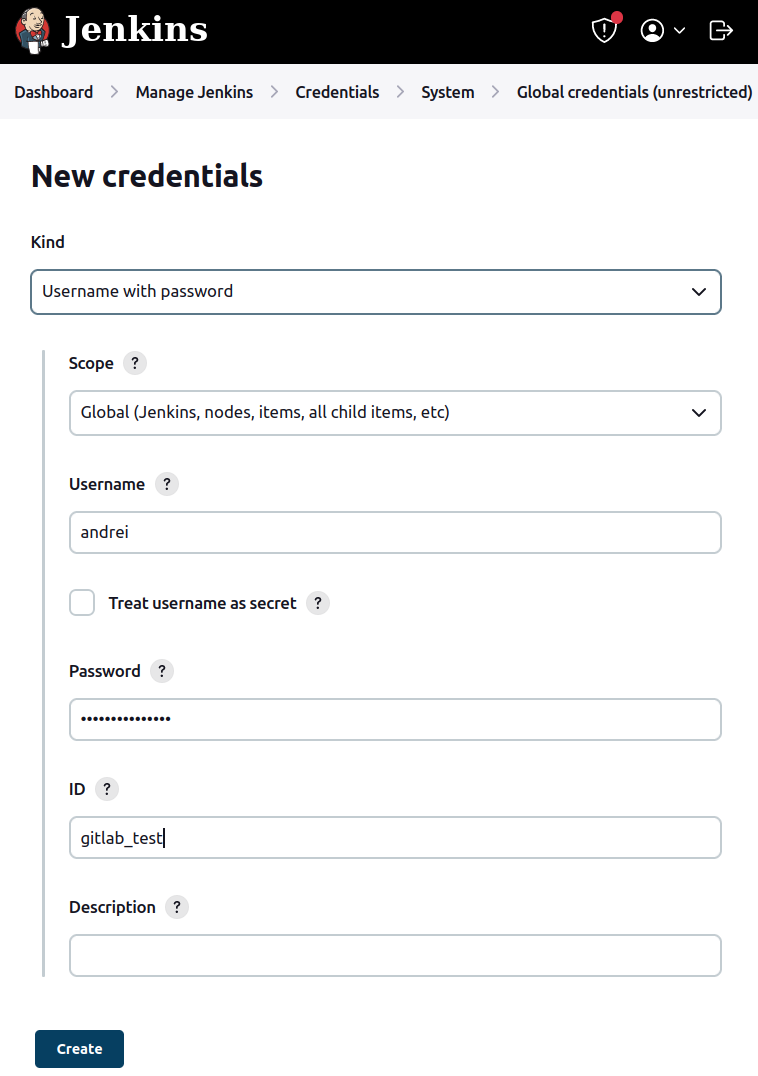 Создание Jenkins Credentials изображение с сайта www.aredel.com