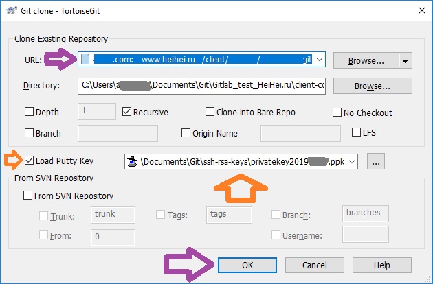 Настройка Tortoise git для работы с gitlab в windows изображение с сайта www.aredel.com