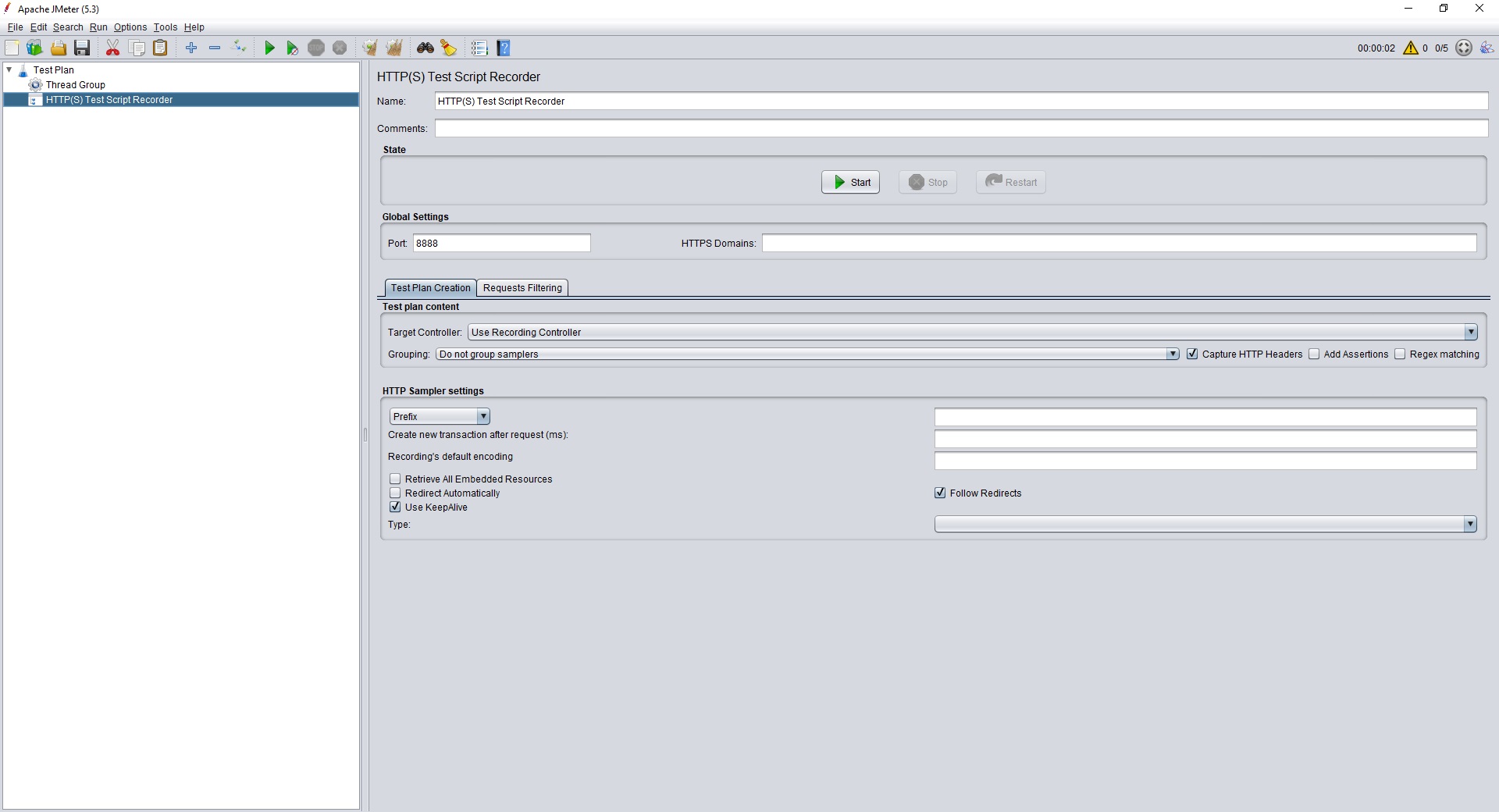 Настройка записи теста HTTP(S) Test Script Recorder в Jmeter image from website www.aredel.com