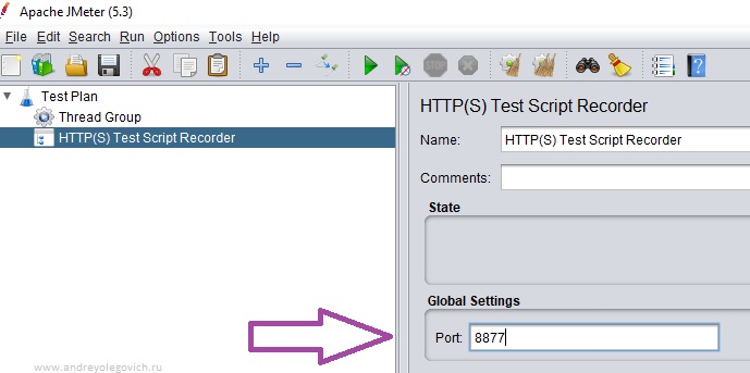 Настройка записи теста HTTP(S) Test Script Recorder в Jmeter image from website www.aredel.com